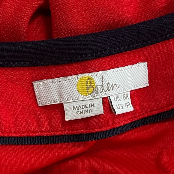 Boden Maria Ponte Red Dress Size 4R Knee Length Knit Black Trim - Picture 10 of 15